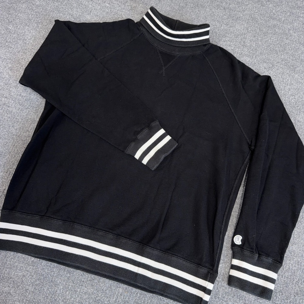 Todd Snyder Champion Mens Large Turtleneck Sweatshirt Black White Stripes Canada